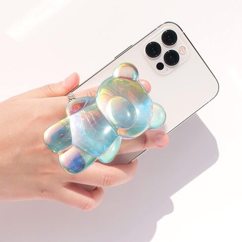 GRIPONG Fun 3D Gummy Bear Phone Grip - Expandable Collapsible Stand for Smartphones & Tablets - Bear Design, Secure Grip, Easy Attachment, and Removable (Holographic Bear) in Saudi Arabia