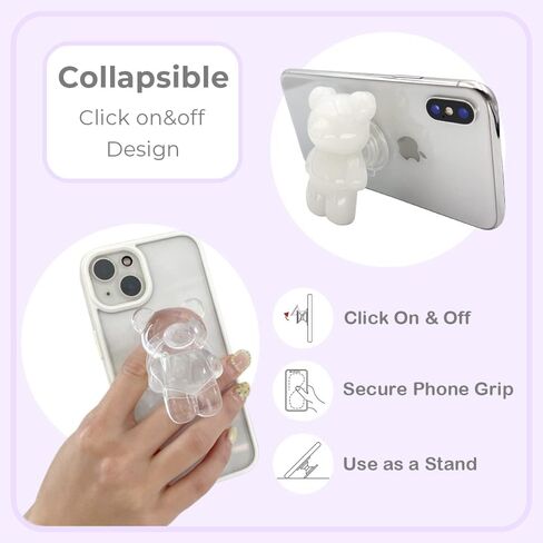 GRIPONG Fun 3D Gummy Bear Phone Grip - Expandable Collapsible Stand for Smartphones & Tablets - Bear Design, Secure Grip, Easy Attachment, and Removable (Holographic Bear) in Saudi Arabia