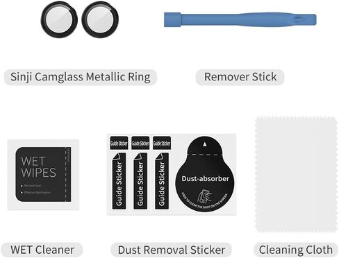 إطار معدني Sinjimoru iPhone 15 لعدسات زجاجية مقسى متعددة الطبقات، عدسة كاميرا لهاتف iPhone 15 زجاج عدسة الكاميرا. حلقة معدنية من سينجي كام جلاس لهاتف آيفون 15 برو/برو ماكس باللون الأسود in Kuwait