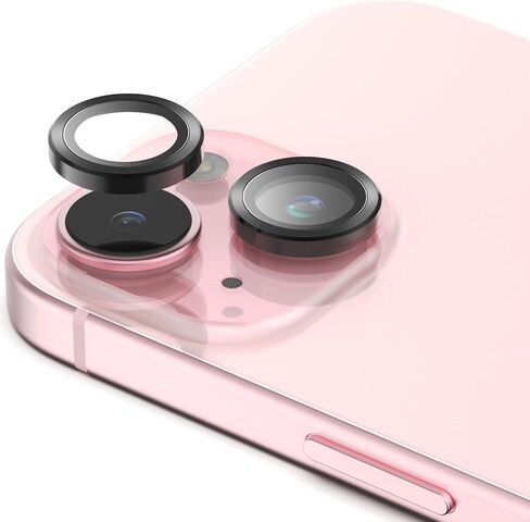 إطار معدني Sinjimoru iPhone 15 لعدسات زجاجية مقسى متعددة الطبقات، عدسة كاميرا لهاتف iPhone 15 زجاج عدسة الكاميرا. حلقة معدنية من سينجي كام جلاس لهاتف آيفون 15 برو/برو ماكس باللون الأسود in Kuwait
