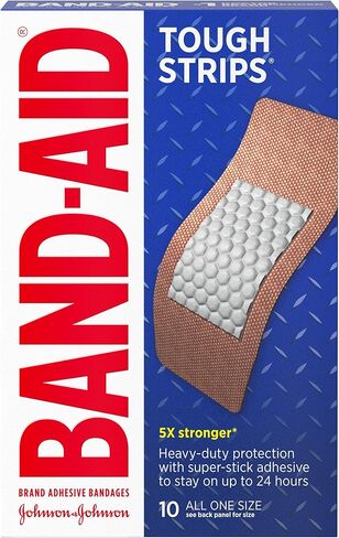 Band-Aid Brand Tough Strips Adhesive Bandages for Wound Care, Durable Protection for Minor Cuts and Scrapes, Extra Large Size, 10 ct in Kuwait