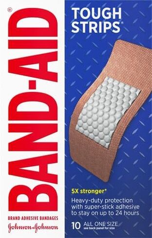 Band-Aid Brand Tough Strips Adhesive Bandages for Wound Care, Durable Protection for Minor Cuts and Scrapes, Extra Large Size, 10 ct in Kuwait