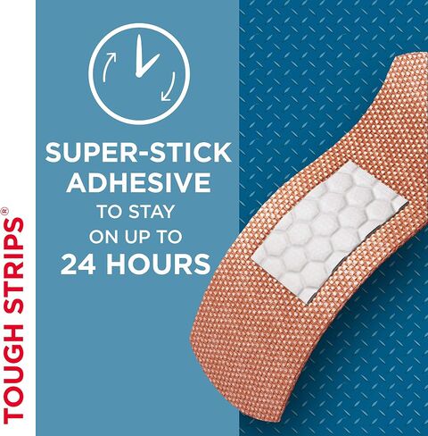 Band-Aid Brand Tough Strips Adhesive Bandages for Wound Care, Durable Protection for Minor Cuts and Scrapes, Extra Large Size, 10 ct in Kuwait