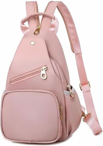 Generic Waterproof Double Shoulder Strapped Zipper Crossbody Backpack, Women's Fashionable Small Casual Outdoor Travel Backpack (Black) in Saudi Arabia