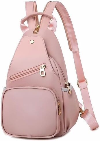 Generic Waterproof Double Shoulder Strapped Zipper Crossbody Backpack, Women's Fashionable Small Casual Outdoor Travel Backpack (Black) in Saudi Arabia