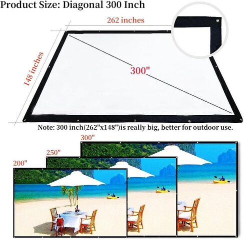 200 Inch Portable Projector Screen Outdoor, YF2009SZ 16:9 Foldable HD Large Thick Canvas Movie Screen for Home Theater Office Presentation Outside Camping Party in Saudi Arabia