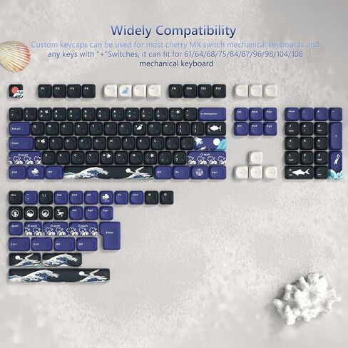 Womier PBT Keycaps - Keycaps 60 65 75 100 Percent, MOA Keycaps Dye-Sublimation, Cute Keycaps Custom Keyboard Keycaps Set for 61/64/68/84/87/100/104/108 Cherry MX Mechanical Keyboard, Kanagawa in Saudi Arabia