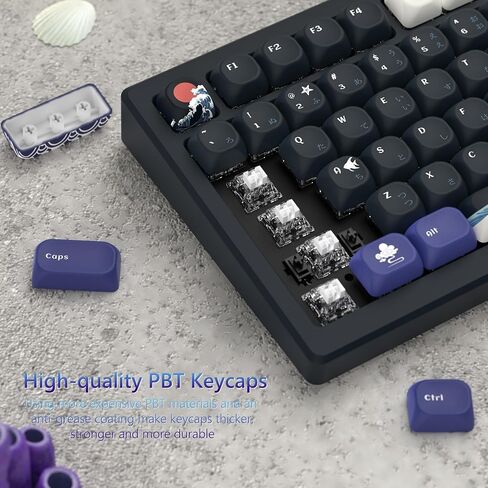 Womier PBT Keycaps - Keycaps 60 65 75 100 Percent, MOA Keycaps Dye-Sublimation, Cute Keycaps Custom Keyboard Keycaps Set for 61/64/68/84/87/100/104/108 Cherry MX Mechanical Keyboard, Kanagawa in Saudi Arabia