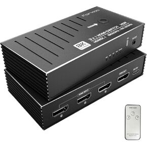 HDMI Switch 8K - 3 in 1 Out HDMI 2.1 Monitor Switcher | Support 8K 60Hz & 4K 120Hz | IR Remote | HDCP 2.3 | Ultra HD 3D | Xbox, PS5, PC, TV & More