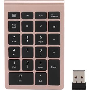 Number Pads, 22 Keys Portable Ergonomic Numeric Keypad Numpad Financial Accounting Number Keyboard with USB Receiver for Laptop Computer(Rose Gold)