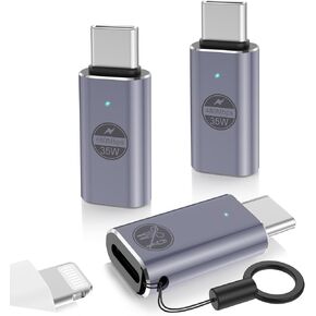 3 Pack Lightning to USB C Adapter for iPhone 15/15 Pro/15 Pro Max/15 Plus, 35W Fast Charging & Data Transfer, Space Gray,with 3 Anti-Loss Straps,Not for Audio/OTG