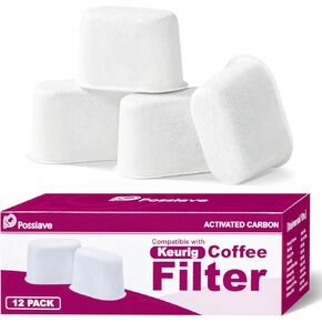 12 Pack Keurig Compatible Water Filters Replacement by Possiave - Charcoal Water Filters for Keurig - Fit Keurig 2.0 and 1.0 Classic Coffee Makers