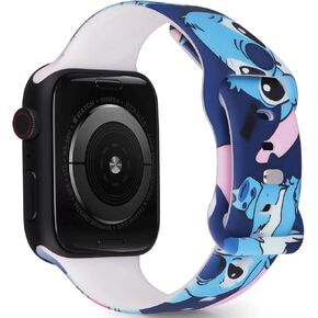 Compatible with Apple Watch Bands 38mm 40mm 41mm, Silicone Cartoon Design Pattern Printed Sport Wristbands for iWatch SE2 SE Series 9 8 7 6 5 4 3 2 1