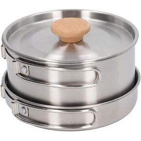 Camping Essentials for Hiking Backpacking, Camping Gear 304 Stainless Steel Portable Camping Cookware Mess Kit with Storage Bag Camping Cookware for Outdoor Cooking Backpacking Hiking and Picnic
