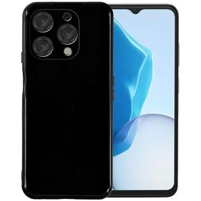 Case for Doogee N55 + Glass Screen Protector Tempered Film - Transparent Silicone Soft Flexible Bumper Shockproof TPU Protective Cover Shell for Doogee N55 (Black)