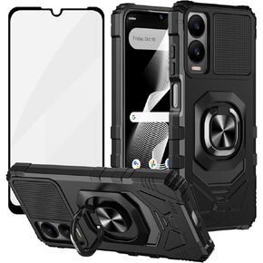 Ailiber Case for Cricket Icon 6, Icon 6 Screen Protector, Ring Kickstand for Magnetic Car Mount, Military Grade, Heavy Duty Shockproof Protective Rugged Cell Phone Cover-Rose Gold