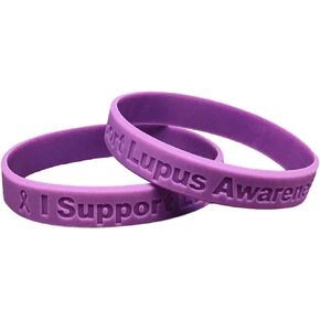 10 Purple" I Support Lupus Awareness" Bracelets 100% Medical Grade Silicone Bracelets - Latex and Toxin Free - 10 Bracelets - Show Your Support For Lupus Awareness