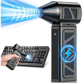 Compressed Air Duster, 300000RPM Powerful Electric Air Duster with Brushless Motor, 5-Gear Rechargeable Cordless Air Blower Turbo Fan, Mini Jet Dry Blower for PC, Keyboard, Snow, Car, Outdoors