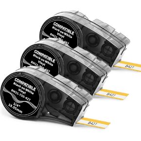 Compatible M21-750-427 Self-Laminating Wire Wrap Labels, Black on White Vinyl Wire & Cable 0.75" Ribbon for Control Panels/Electrical Panels, 19.05mm x 4.27m (0.75" x 14'), 3 Pack