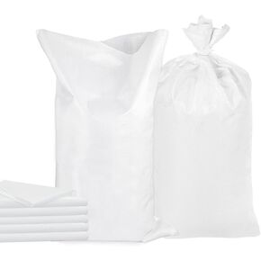 50 Pack Empty Sandbags with Ties,14x26 inches Woven Polypropylene Sand Bags with UV Protection(White)