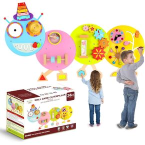 Caterpillar Activity Wall Panels for Toddler: Sensory Wall Toy 12 Activities - Wall Mounted Toy Busy Board Decor for Bedrooms Toddler Activity Center Daycares - Montessori Educational Toy for Kids
