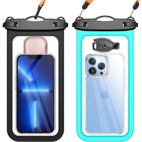 [2 Pcs] [Up to 8.5"] Large Waterproof Phone Pouch, IPX8 Waterproof Phone Case Bag Compatible for iPhone 14 Pro Max/13/12/11/XR/X/SE/8/7,Galaxy S23 Ultra/S22/S21, Pixel, for Vacation Swimming-Green