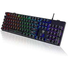 RisoPhy Mechanical Gaming Keyboard, RGB 104 Keys Ultra-Slim LED Backlit USB Wired Keyboard with Blue Switch, Durable Abs Keycaps/Anti-Ghosting/Spill-Resistant Computer Keyboard for PC Mac Xbox Gamer