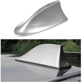 Shark Fin Aerial Antenna for Car Roof, Automotive Top Roof AM/FM Radio Signal Base Cover, Vehicle Shark Fin Shape Decor with Adhesive Tape, Car Accessories Universal for Trucks, SUV, Van (Silver)