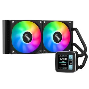 SAMA LD 240mm AIO - مبرد سائل لوحدة المعالجة المركزية - شاشة LCD مربعة مقاس 2.8 بوصة قابلة للتخصيص للصور - مبرد وحدة المعالجة المركزية 3 × 120 مم ARGB PWM Fan لـ Intel: LGA775,115X,1366,1200,1700 AMD: AM5,AM4 - أسود