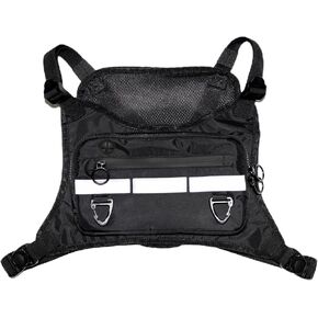 Chest Bag for Men and Women – Running Vest with Reflective Strips – Tactical Chest Rig for Sports, Cycling, Workout, Hiking – Lightweight and Water-Resistant Chest Pack with Phone Holder