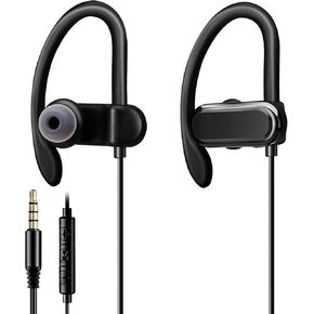 C G CHANGEEK [Upgraded] Wired Earbuds Headphones with Secure Ear Hooks & Microphone for Sports Running Gym Workout Exercise - 3.5mm Connection for Smartphone and Computers, Noise-Isolation, CGS-W3