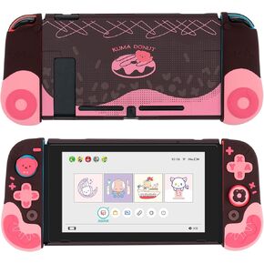 GeekShare Protective Case for Switch Slim Cover Case Separable Soft Silicone Protective Shell for Joycon with 2 Thumb Grip Caps- Strawberry Chocolate (for Switch 2017)