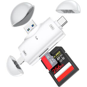SD Card Reader for iPhone ipad Android Mac Computer Camera, 3-in-1 USB-C to Micro SD Card Reader Trail Camera Viewer,Portable Memory Card Reader SD Card Adapter for SD and TF Cards/No App Required