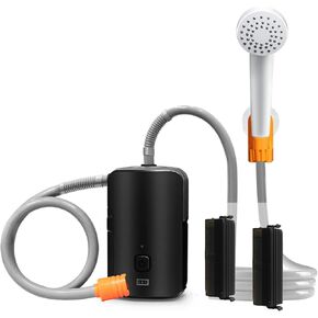 Portable Outdoor Shower,4400mA Detachable Battery,USB Charging, LED Lighting,Battery Campsite Shower,self Suction Water Pump,Suitable for Hiking/Backpacking,Camping,Travel,Beach,Pets,Watering