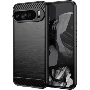 for Google Pixel 9 Pro XL Case, Pixel 9 Pro XL Phone Case Flexible TPU+PU Slim Translucent Hard Plastic Phone Case Military Grade Drop Protection Phone Cover for Google Pixel 9 Pro XL (Black)