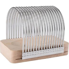 Manual Bread Slicer Stainless Steel Bread Slicer, Detachable Rust Proof Wire Cage Bread Slicer Bread Slicer for Homemade Bread Bread Slicing Guide With Sturdy Bamboo Cutting Board