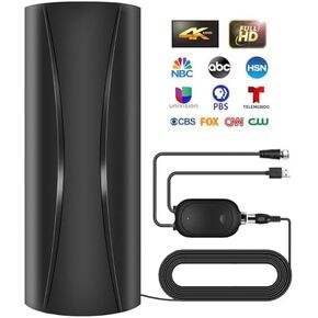 1100+ Miles Range TV Antenna, Digital TV Antenna Indoor with Amplifier and Signal Booster, Portable HD Antenna for TV Indoor Outdoor for Smart TV and Old TVs - 36ft Coax Cable - Support 8K 4K 1080p