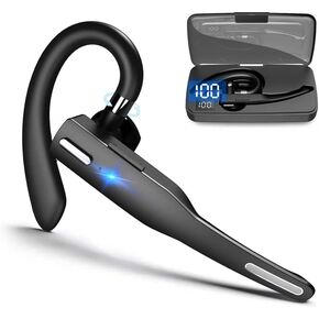 Bluetooth Headset Single Ear Business Earbuds, Wireless Bluetooth Headset with Mic, Driving Headset with 800mAh Charging Case, 120H Playtime Earpiece,Hands Free Trucker driving business Headphones