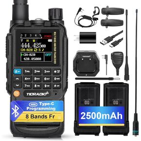 TIDRADIO TD-H3 Ham Radio Handheld, Long Range Radios with USB-C Programming & Charging, Air Band, Two Way Radios with 2500mAh Battery(2 PCS), DTMF Function, One Key Frequency Match, FM AM - Green Case