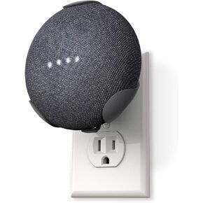 360 Electrical 360579 PowerClip Outlet Mount for Google Home Mini - Google Plug-in Bracket Stand Holder Case, for Kitchen, Bathroom, Bedroom, Living Room, Office, Charcoal