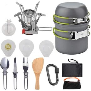 5pcs -20pcs Set TMKOOL Camping Cookware Mess Kit Outdoor Hiking Backpacking Picnic Cooking Bowl Non Stick Pot