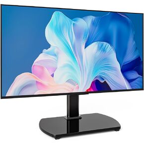 Universal Swivel Tabletop TV Stand Base for 27-60 Inch LCD LED OLED Flat Screens TVs, Height Adjustable TV Mount Replacement with Tempered Glass Base, Holds up to 88 lbs, Max VESA 400x400mm