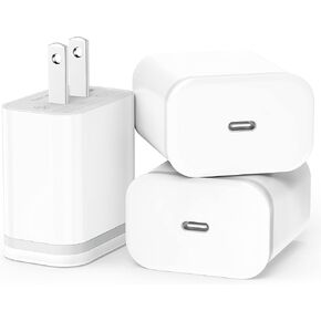 for iPhone 16 15 14 13 12 11 Charger Cube 3-Pack Plug Charging Block for 16 15 14 13 12 11 Pro Max XS X XR SE 8 7 6 6S Plus, Pad, 20W USB C Power Adapter Fast PD USBC Wall Brick Type C Box