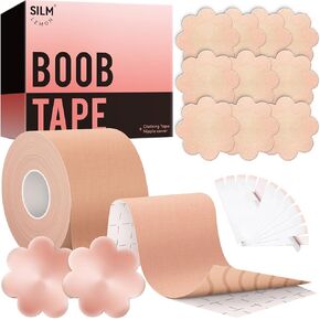 Silm Lemon Boob Tape - Boobtape for Large Breasts, Boob Lift Tape, Double Sided Boobtape with 2 pcs Nipple Covers, Stick Bra for women A-G Cup (Complete Support Kit 15)