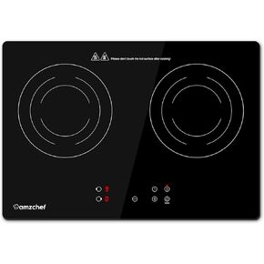 Double Induction Cooktop AMZCHEF Induction Stove Top 2 Burners for RV, Built-in Electric Cooktops With 9 Power Levels, Sensor Touch, 99-min Timer, Safety Lock, Ceramic Glass, 120V, Shared 1800W