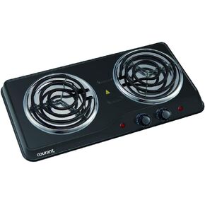 Courant Double Burner, 1700W Hotplate, Black Countertop Burner, Portable Electric Cooktop, Black, CEB2183K