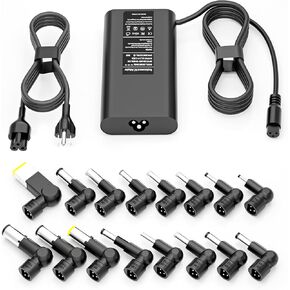 90W New Slim Universal Laptop Charger Fast Adapter Replacement for Dell HP Acer Asus Lenovo IBM Toshiba Samsung Sony Fujitsu Gateway Notebook Ultrabook Chromebook Power Supply Cord with 16 Tips