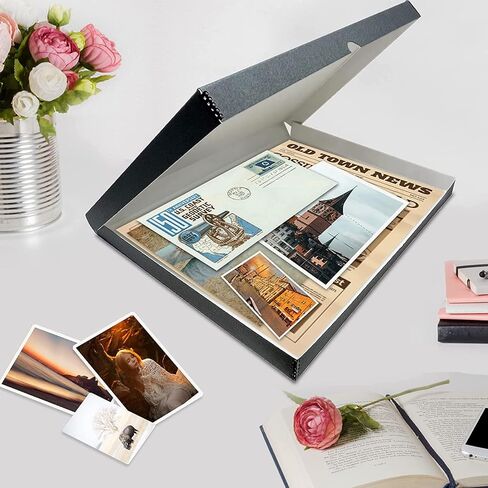 Lineco Folio Storage Box, Clamshell Design with Metal Edge. 11.5x17.5x1.75 Inches, Archival Boxboard, Preserve Photos, Cards, Magazines, Documents, Art, Ephemera, Family Records, Gray, Pack of 2 in Saudi Arabia