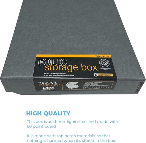 Lineco Folio Storage Box, Clamshell Design with Metal Edge. 11.5x17.5x1.75 Inches, Archival Boxboard, Preserve Photos, Cards, Magazines, Documents, Art, Ephemera, Family Records, Gray, Pack of 2 in Saudi Arabia