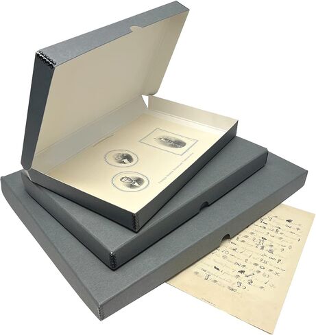 Lineco Folio Storage Box, Clamshell Design with Metal Edge. 11.5x17.5x1.75 Inches, Archival Boxboard, Preserve Photos, Cards, Magazines, Documents, Art, Ephemera, Family Records, Gray, Pack of 2 in Saudi Arabia